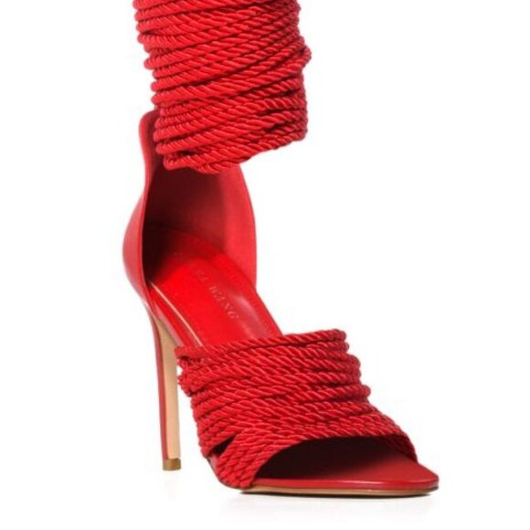 AZALEA WANG " TOTALLY KNOTTED UP"  RED KNOTTED SANDAL (BRAND NEW!!) - Picture 5 of 5